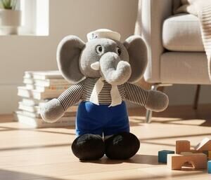 Vintage SOS Elephant Sailor Plush 12 Inches Tall